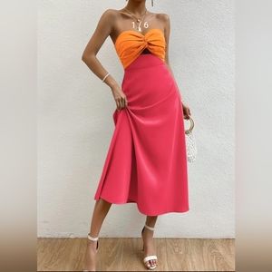 Two tone twist front tube dress